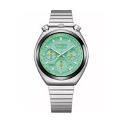 Citizen The Luminous Brothers AN3660-73X - bracciale e cassa acciaio - quadrante verde menta con datario e cronografo